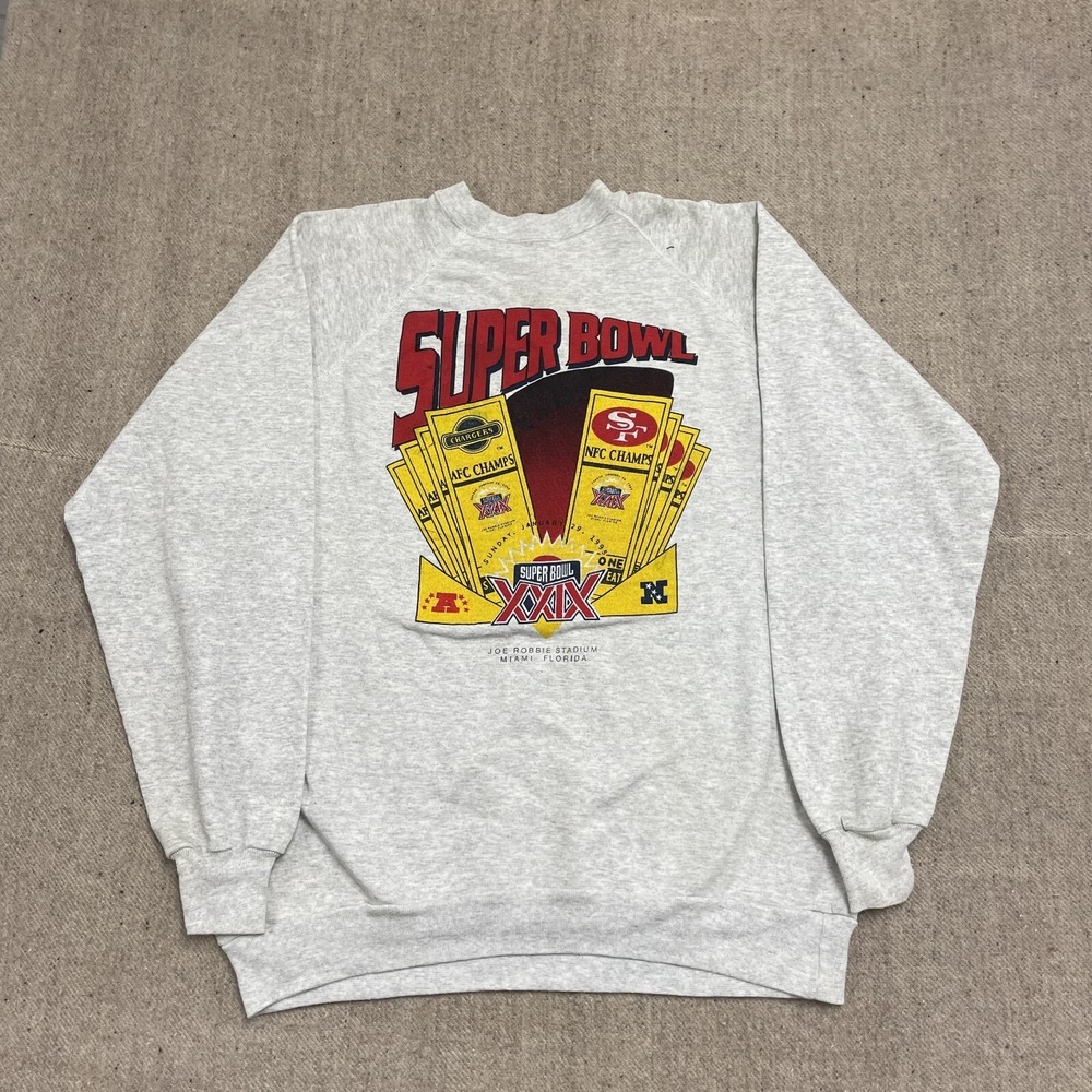 Vintage Super‎ Bowl XXIX Sweatshirt Men XXXL Gray 1990s J.E. Morgan